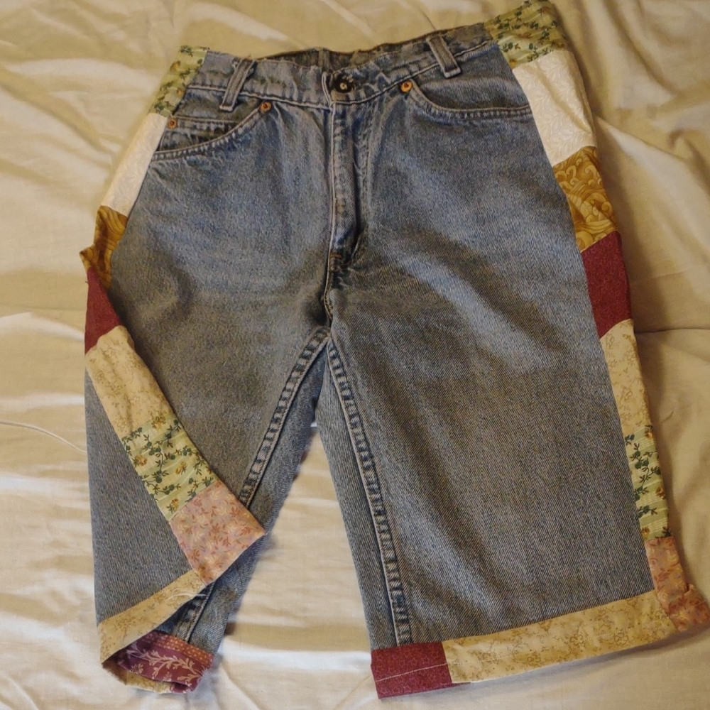 Vintage Patchwork Denim Shorts - Size S/M